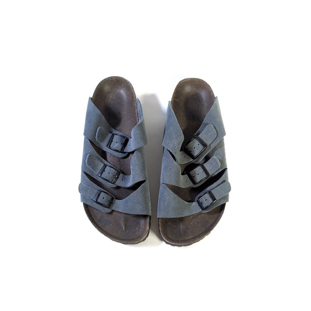 Birkenstock 41 Betula Gray Suede Florida Slides Made in Germany